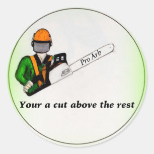 Sticker Rond Tree Surgeon Arborist at work present Chainsaw