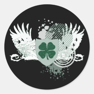 Sticker Rond trèfle à quatre feuilles : hi-fi :