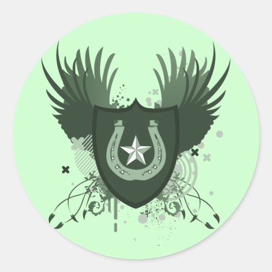 Sticker Rond trèfle à quatre feuilles : hi-fi : (Devant)