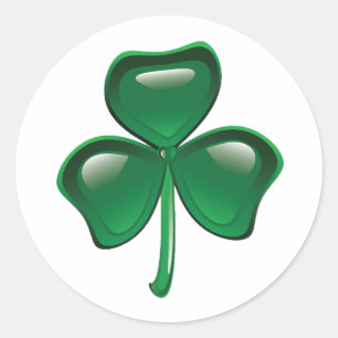Sticker Rond Trèfle à trois feuilles Shamrock vert