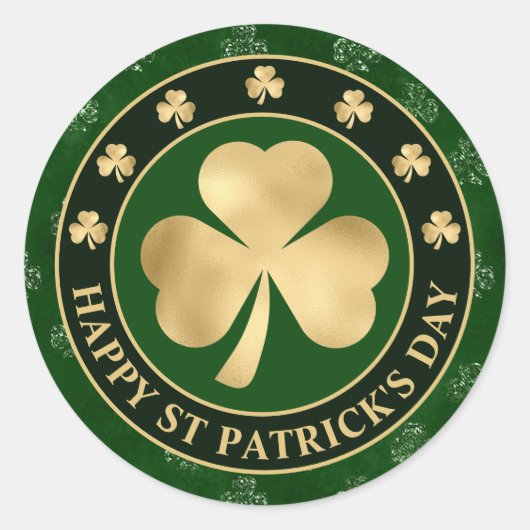 Sticker Rond Trèfle celtique doré Fête de la Saint-Patrick (Devant)