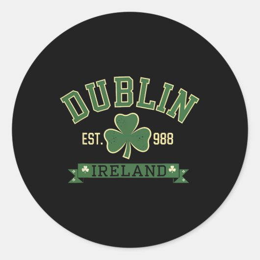 Sticker Rond Trèfle feuille de Dublin Irlande St Patrick Da (Devant)