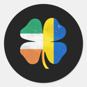 Sticker Rond Trèfle irlandais britannique Ukraine Irlande Saint