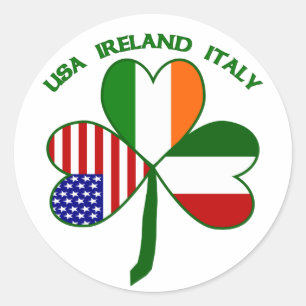 Sticker Rond Trèfle Irlande États-Unis Italie Irlandais