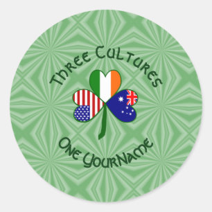 Sticker Rond Trèfle personnalisé Australien Irlandais Américain