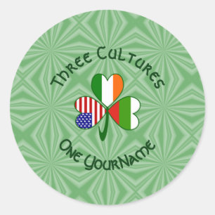 Sticker Rond Trèfle personnalisé Drapeau Bulgare Irlandais Amér