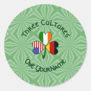 Sticker Rond Trèfle personnalisé germano-irlandais américain