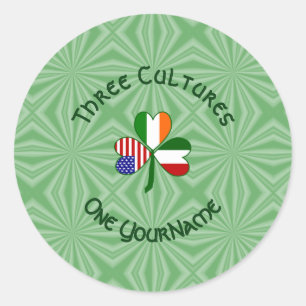 Sticker Rond Trèfle personnalisé italo-irlandais américain