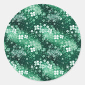 Sticker Rond Trèfles et points blancs élégants sur fond vert fo (Devant)