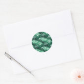 Sticker Rond Trèfles et points blancs élégants sur fond vert fo (Enveloppe)