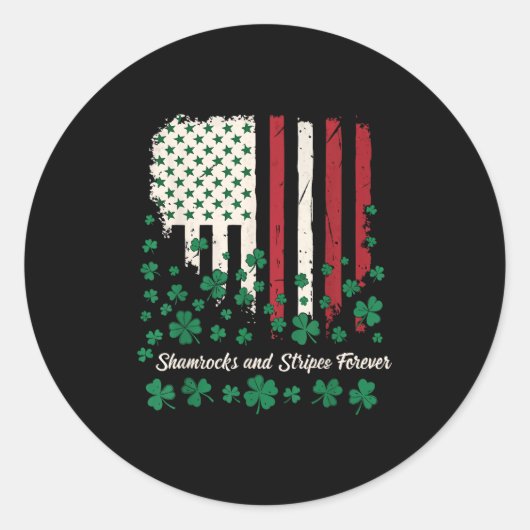Sticker Rond Trèfles et rayures pour toujours - Irlandais-Améri (Devant)