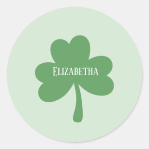 Sticker Rond Trèfles verts Saint-Patrick Nom personnalisé