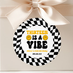 Sticker Rond Treize Est Une Vibration Fête D'anniversaire Rétro