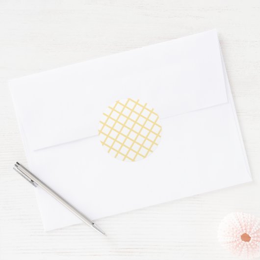 Sticker Rond Trellis Diamant Jaune Canari - Blanc (Enveloppe)