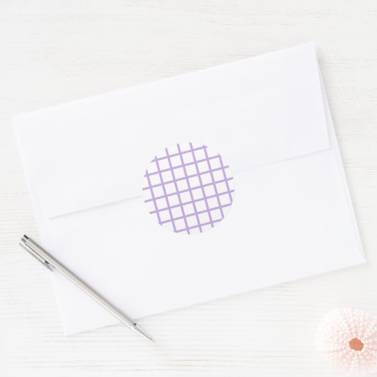 Sticker Rond Trellis Soft Lavande - Blanc (Enveloppe)
