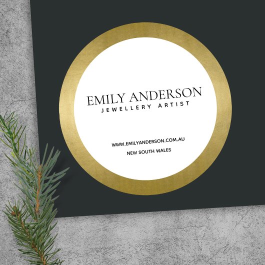 STICKER ROND TRENDEMENT ÉLÉGANT FAUX GOLD FOIL TEXTURE ENTREPRI