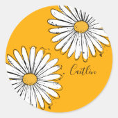 Sticker Rond Trending Daisy Orange Inky Art (Devant)