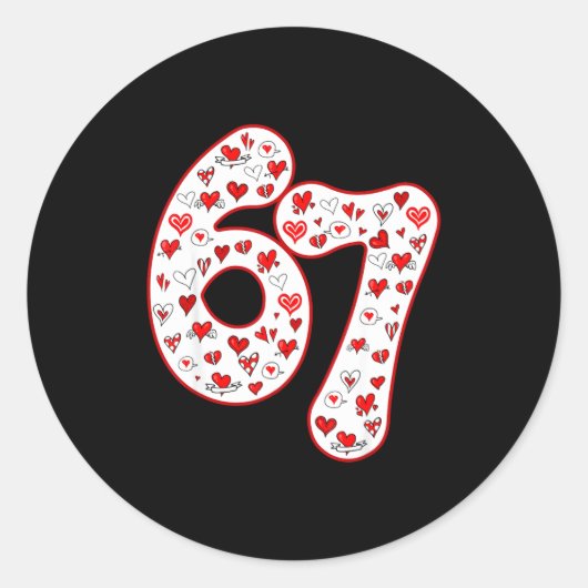 Sticker Rond Trendy 6 7 Meme Six Seven Valentines Day 6 7  (Devant)