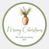 Sticker Rond Trendy Bohemian Cozy Rustic Christmas Favor Label (Devant)