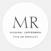 Sticker Rond Trendy Modern Monogram Plain Minimalist (Devant)