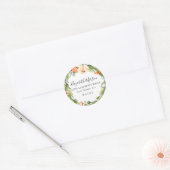 Sticker Rond Trendy Peach Floral Wreath Adresse de retour (Enveloppe)
