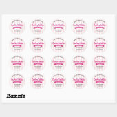 Sticker Rond Trendy Pink Stripes Cake Bakery Pastry Chef (Feuille)