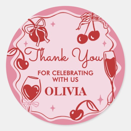 Sticker Rond Trente Anniversaire À La Main Tiré (Devant)