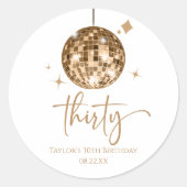 Sticker Rond Trente Gold Disco Ball 30e fête d'anniversaire (Devant)