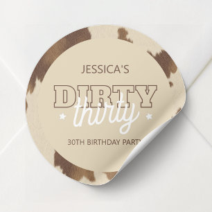 Sticker Rond Trente sale Fête d'anniversaire de 30 ans Country 