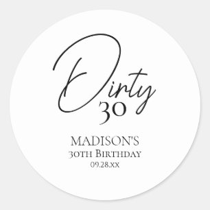 Sticker Rond Trente-trente-troisième anniversaire noir et blanc