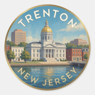 Sticker Rond Trenton New Jersey Voyage Révolutionnaire