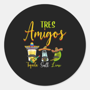 Sticker Rond Tres Amigos Tequila Salt Lime Cinco De Mayo