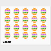 Sticker Rond "TRÈS BON !" + Orange Blob ou Splotch Motif (Feuille)