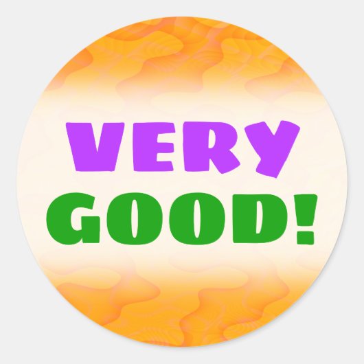 Sticker Rond "TRÈS BON !" + Orange Blob ou Splotch Motif (Devant)