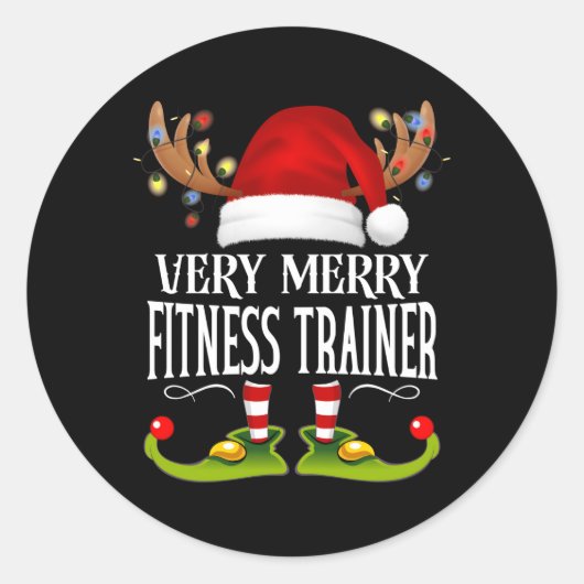 Sticker Rond Très Joyeux formateur de fitness X-Mas (Devant)