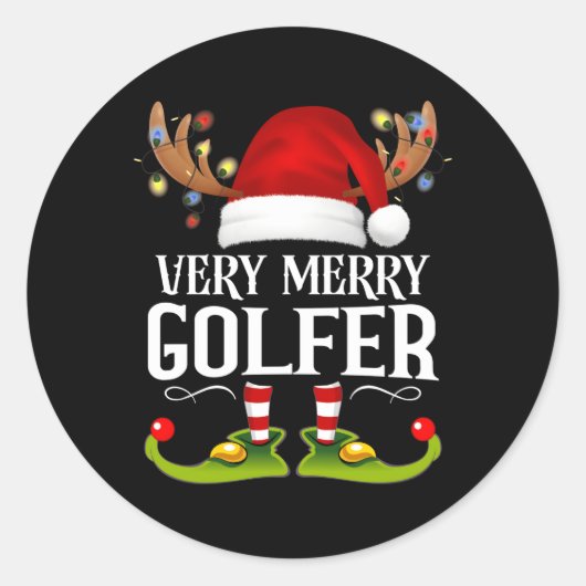 Sticker Rond Très Joyeux X-Mas Golfer (Devant)