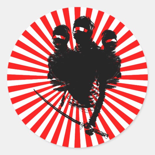Sticker Rond tres ninjas. (Devant)