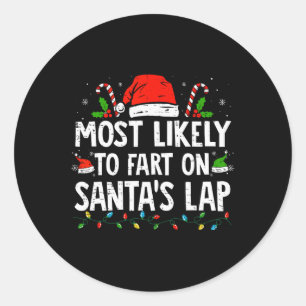 Sticker Rond Très Probable De Commencer Sur Père Noël Lap Famil