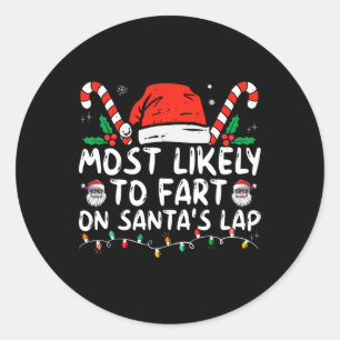 Sticker Rond Très Probable De Commencer Sur Père Noël Lap Famil