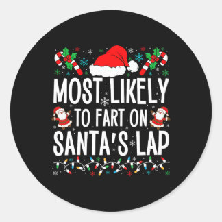 Sticker Rond Très Probable De Commencer Sur Père Noël Lap Match