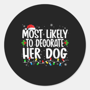 Sticker Rond Très Probable De Décorer Son Chien Famille Noël P