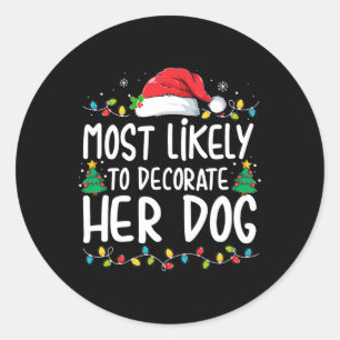 Sticker Rond Très Probable De Décorer Son Chien Famille Noël P