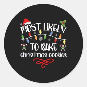 Sticker Rond Très Probable De Faire Cuire Des Cookies De Noël F