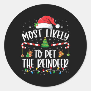 Sticker Rond Très Probable De Pet La Famille De Noël Reindeer M