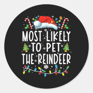 Sticker Rond Très Probable De Pet La Famille De Noël Reindeer M