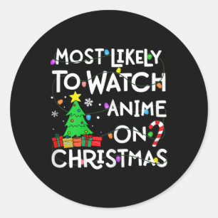 Sticker Rond Très Probable De Regarder Anime Sur Noël Le Chapea