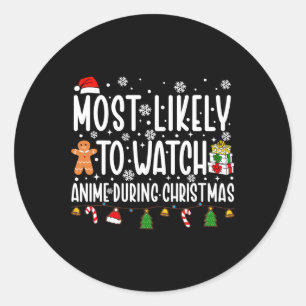 Sticker Rond Très Probable De Regarder Les Films De Noël Animé
