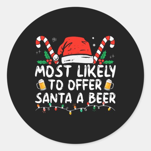 Sticker Rond Très Probable D'Offrir À Père Noël Un Plaisir De B (Devant)