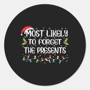Sticker Rond Très Probable D'Oublier Les Présents Noël Drôle