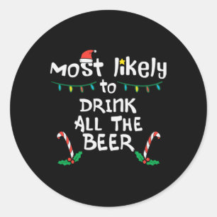 Sticker Rond Très Probablement Drôle Noël Famille de Noël Corre
